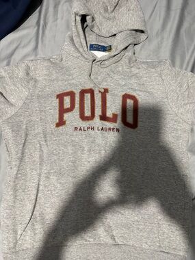 Ralph Lauren Gray Hoodie with Maroon POLO Applique